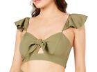 Guess Womens Crop Top Army Olive Green Size Small S Charissa Keyhole $49 483