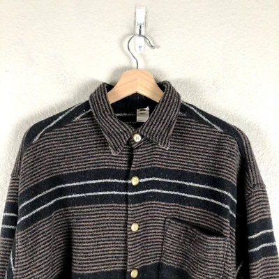 Tom Tailor Shirt Mens 2X Large Brown Black Flannel Striped Outdoorsy Gorpcore - Image 1 of 4