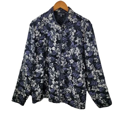 Chaqueta Briggs Tapiz Talla Grande 18W Blazer Abrigo Carrera Floral Negro Púrpura Foto 1 de 4