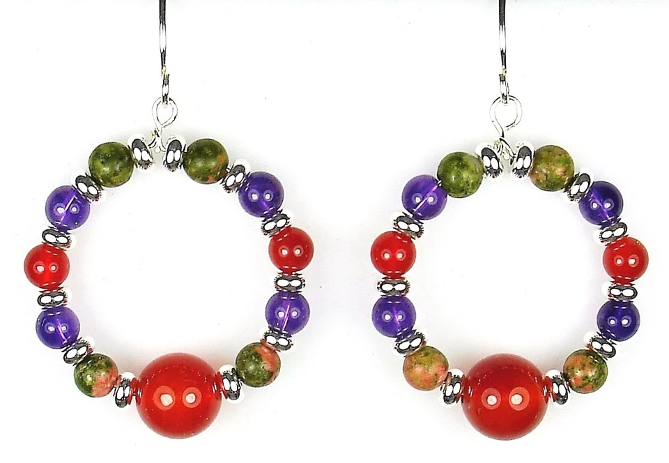 PENDIENTES - ALIVIO DE LA ENDOMETRIOSIS Aros con cuentas de intención de cristal con descripción Foto 1 de 1