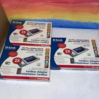 3 x  D-link AirPlus DWL-650+ 802.11b Wireless Adapter - Brand New PCMCIA - Image 1 of 3