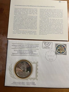 Franklin Mint Int Society  Postmasters Medallic Covers Babenberg Era in Austria - Picture 1 of 4