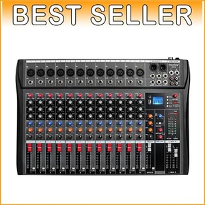 Versatile 12-Channel Audio Mixer for DJ & Recording with Bluetooth & USB Support - Picture 1 of 11
