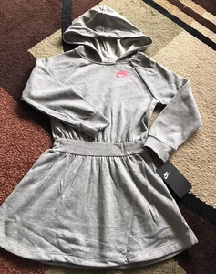 Nike Girl’s Gray Hooded Sweatshirt Dress Size 6X. NWT - Picture 1 of 6