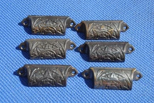 (6) Antik verziert 1870er VIKTORIANISCH Eastlake Schrank Eimer oder Schublade zieht Hardware - Bild 1 von 9