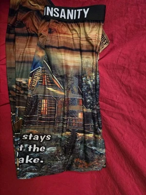 Pantalones de salón Brief Insanity diseño de cabina talla grande nuevos con etiquetas What Happens At The Lake Foto 1 de 4
