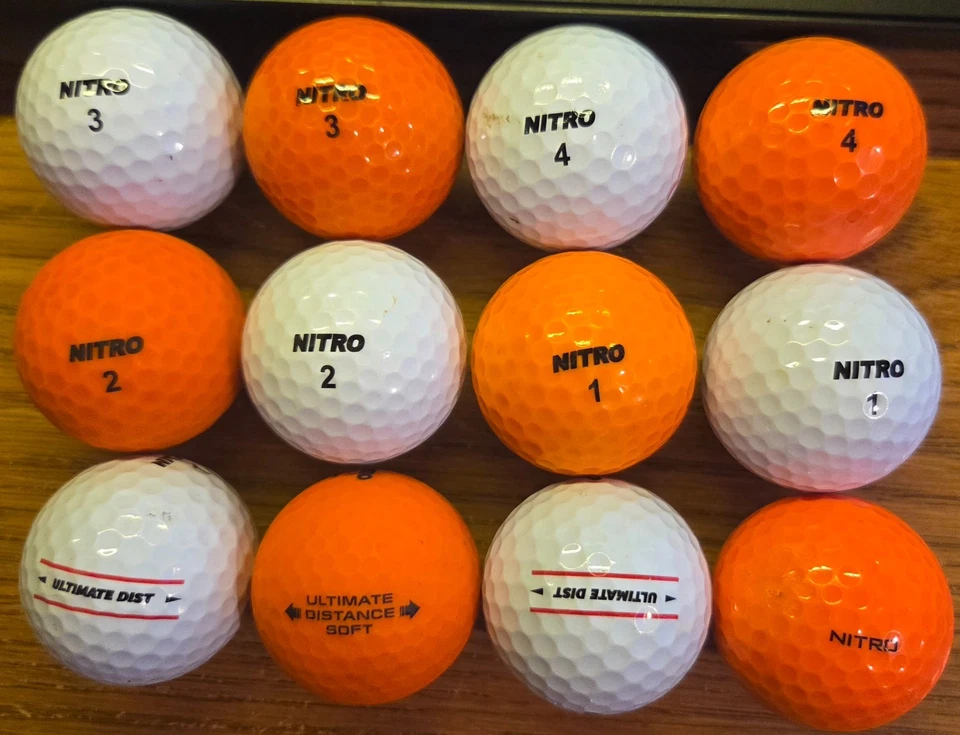 BLACK FRIDAY SALE !!!   NITRO golf balls, No logos, White & Orange, Dozen - Image 1 of 1