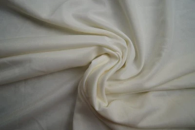 2+  Yards Solid Ivory White Thin Silky Polyester Blend Fabric 102" X 50" - Image 1 of 3