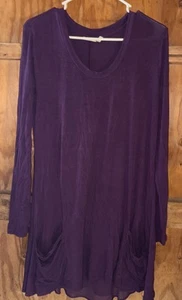 LOGO by Lori Goldstein Stretch Woven Shirt Size Medium Purple - Picture 1 of 8
