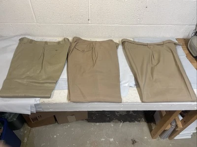 美国陆军海军军用卡其色棕褐色裤子礼服制服套装 x3 复古运动 — 第 1/4 张图片