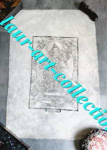 GRAVURE A L'ENCRE DE CHINE SUR PAPIER JAPON, DE RIZ, WASHI DIVINITE HINDOU TIBET - Picture 1 of 1