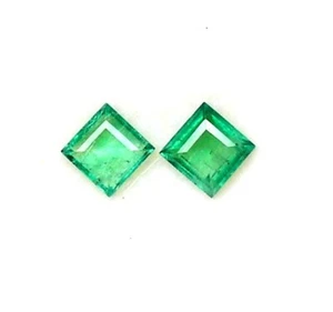 Paire de pierres précieuses carrées émeraude naturelle certifiées 4,50 mm 0,98 cts non traitées - Photo 1/7