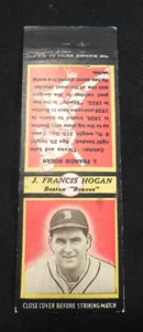1935 Diamond Match Cover schwarze Ränder SELTEN J Francis Hogan Boston Braves - Bild 1 von 2
