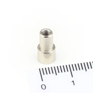 50 NEODYM FLACHGREIFER TOPFMAGNETE D6x6 MM MIT M3 INNEN GEWINDE BUCHSE 500 G - Bild 1 von 4