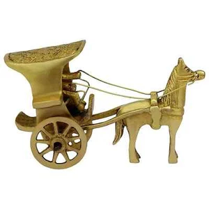 Brass Horse Cart Tanga Statue Traditional Style Showpiece For Home Decor - Picture 1 of 3