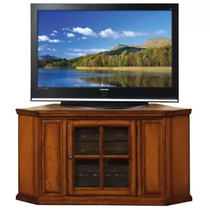 Leick Furniture 46" Corner TV Stand in Burnished Oak Finish - Picture 1 of 4