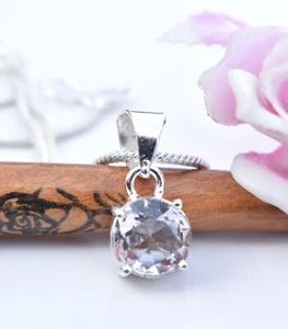 White Topaz Handmade Gemstone 925 Sterling Silver New Beautiful Necklace-17-18" - Picture 1 of 4