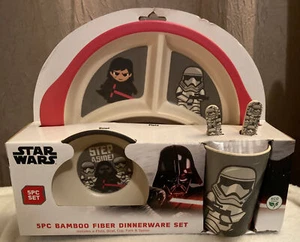 Disney Star Wars Dinner Set Storm Trooper Step Aside Bamboo Kids  5 Pc NWT - Picture 1 of 5