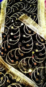 Shani Maharaj Devta Golden Border Black Chunari Pooja Chunni Puja Pooja Hinduism - Picture 1 of 3