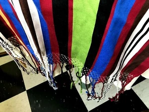 NWT Kuskaya Peru Pima Cotton Fringed Table Runner Artisan Made Vivid Stripes - Picture 1 of 6