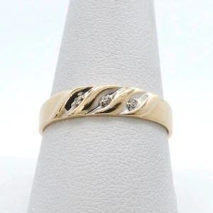 Solid 18k Gold 3 Natural Diamond S Link Wedding Band Ring Unisex - Picture 1 of 7