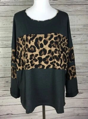 Top Umgee para mujer XL multicolor estampado de leopardo de gran tamaño dobladillo alto bajo elástico nuevo sin etiquetas Foto 1 de 4