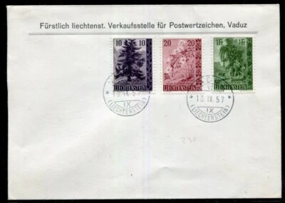 Liechtenstein #312-314 First Day cover SIGNED Trees Cat 130 - Image 1 of 2