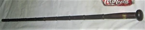 ANTIQUE #2 TURNED HARD WOOD METAL CENTER STEEL ROD MAN WALKING STICK STAFF BRASS - Picture 1 of 12