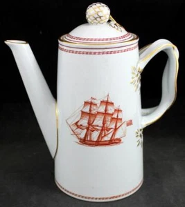 Spode Trade Winds Red Small Coffee Pot with Lid Gold Trim W128 - Picture 1 of 8
