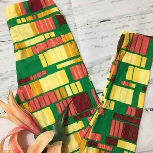 LuLaRoe Leggings Tween Green Yellow Pink Bright Colorful Color Block NWT - Picture 1 of 2