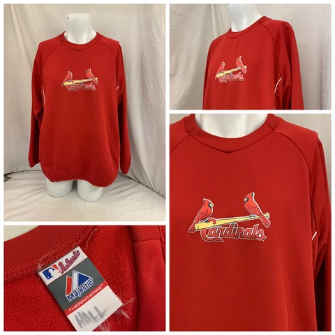 St. Louis Cardinals Majestic Pullover XL Red Poly Pockets Crew Mint YGI P1-212 Cover