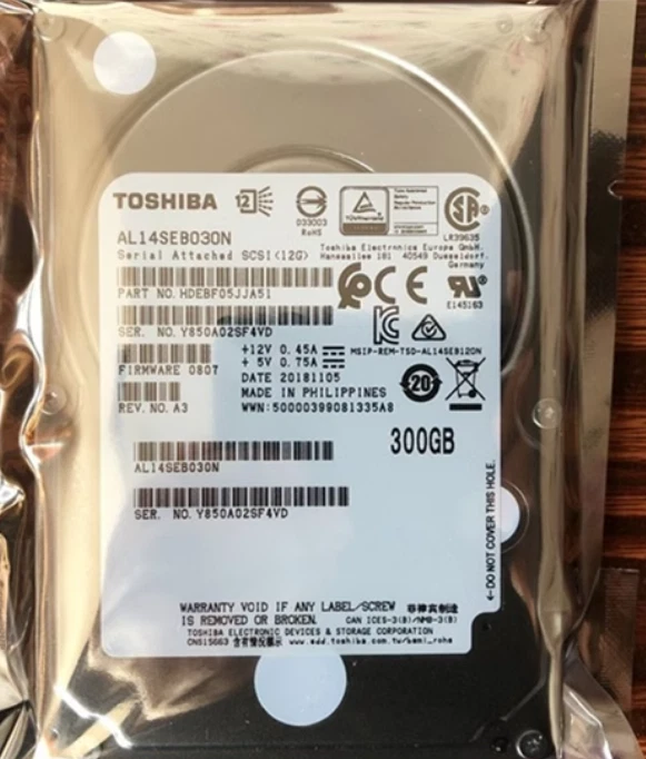 New Toshiba AL14SEB030N 300GB 2.5" SAS SFF 10K RPM 12Gb/s Hard Drive - Image 1 of 1