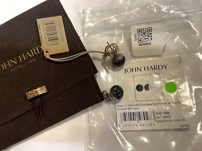 Pendientes de bola John Hardy Naga Midnight Colorway con zafiro negro azul y tratado Foto 1 de 4