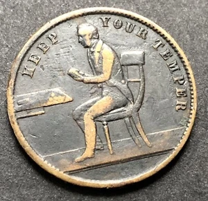 1850 Queen Victoria Great Britain Jeton Medaille, Keep Your Temper - Bild 1 von 4