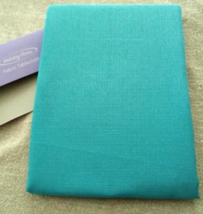 Holiday Home, Fabric Tablecloth, 60"x84" oblong, Aqua Blue, New - Picture 1 of 4