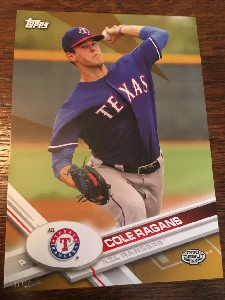 2017 Topps Pro Debut Jumbo 5x7 Cole Ragans Rangers 90 #'d 02/10 Gold - Image 1 of 1