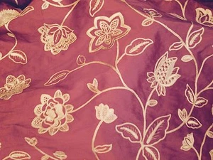 BRUNSCHWIG & FILS Silk Floral embroidery rust natural 2+ yards new - Picture 1 of 4