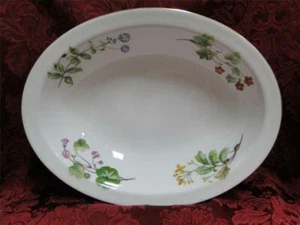 Minton Meadow, Smooth, Floral, Gold Trim: Oval Serving Bowl, 11" x 8 3/8" - Picture 1 of 3