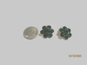 Emerald Green Rhinestone Clip Earrings - Picture 1 of 4
