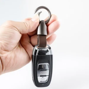 Zinc Alloy Genuine Leather Car Key Hanging Buckle Belt Keychain Auto Key Hoop - Picture 1 of 6