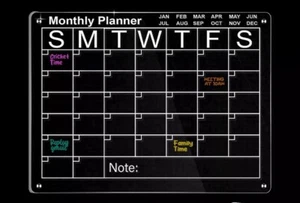Acrylic Magnetic Calendar For Fridge 2-Pack Weekly Monthly W/ 6 Color Markers - Picture 1 of 4