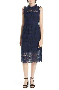 Kate Spade NY Dress Womens Size 0 Bi Color Blue Floral Lace Sleeveless Midi NWT - Picture 1 of 14