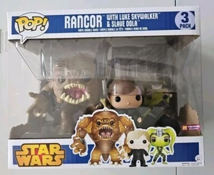Retired FUNKO Pop! Star Wars: Rancor with Luke & Slave Oola Vinyl Figure 3-Pack - Picture 1 of 6