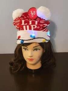 Wal-Mart Lit Up LED Cuff Light-Up Knit Festive Beanie One Size (NEW) PSJ - Picture 1 of 7