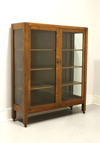 Antique Circa 1900 Tiger Oak MIssion Arts & Crafts China Cabinet Cover