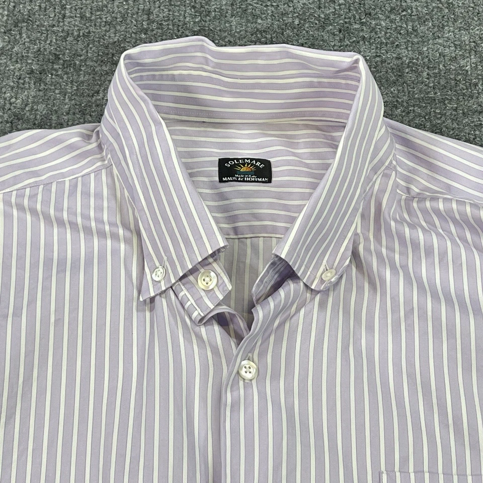 Solemare Maus Hoffman Shirt Mens XL Lavender Purple Striped Dress Shirt Italy - Image 1 of 4