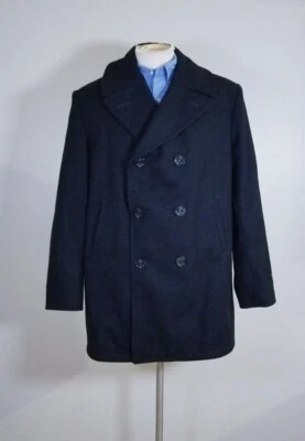 DSCP Double Breasted Wool Pea Coat Jacket Men 44L black NWOT - Image 1 of 4