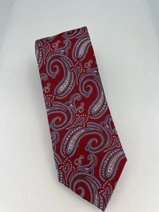C.S. Toggery 100% Silk Neck Tie Paisley Red Blue Classic Traditional Wedding - Picture 1 of 7