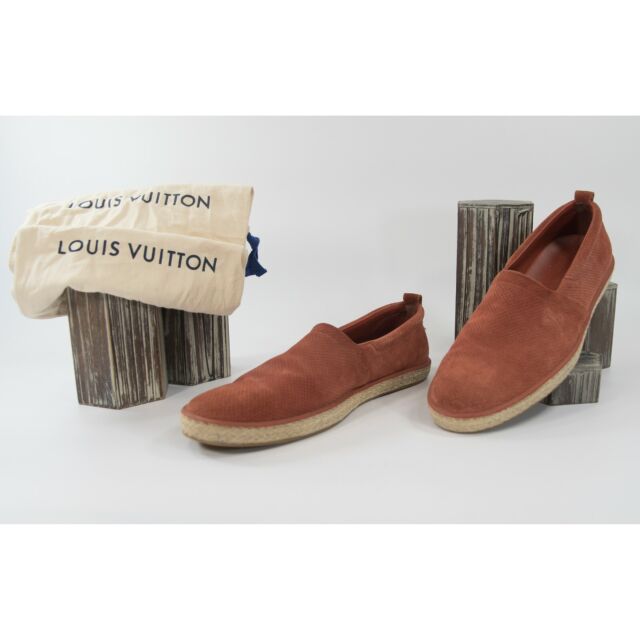 Louis Vuitton Men Red Suede Brown Leather Hockenheim Moccasin Car