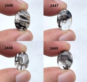 Natural Black Rutilated Quartz Smooth Cabochon, Wholesale  Loose Gemstone - Picture 1 of 5